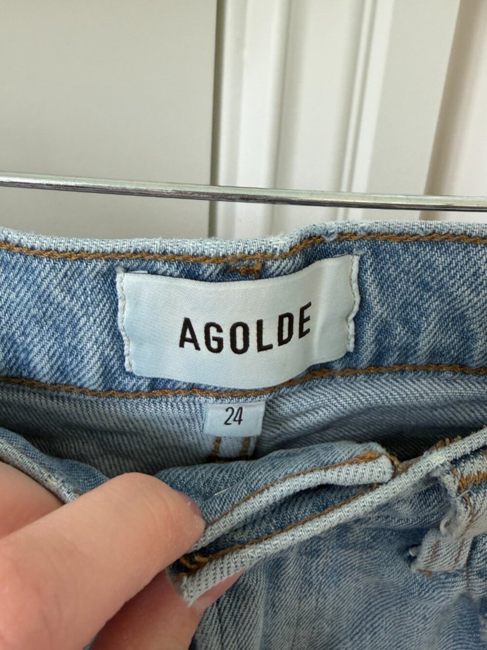 Agolde Light Blue Wide Leg Jeans - Picture 5 of 7